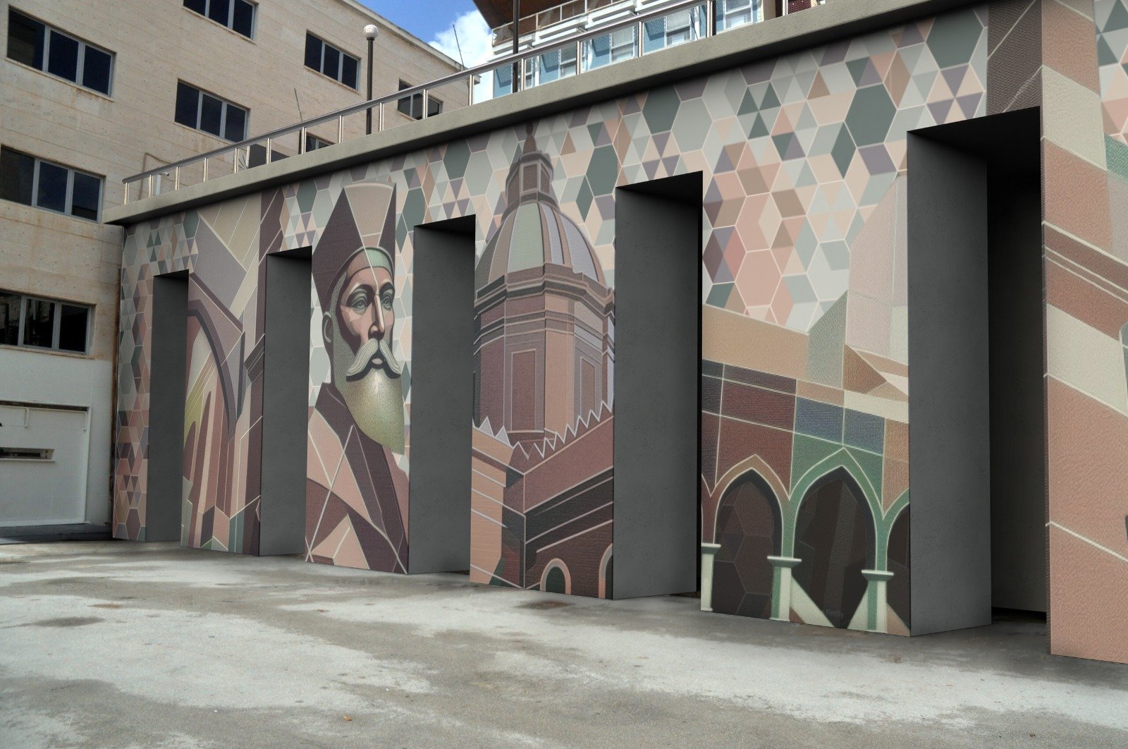 render 1 prima proposta del progetto di urban art per il piazzale Ungheria