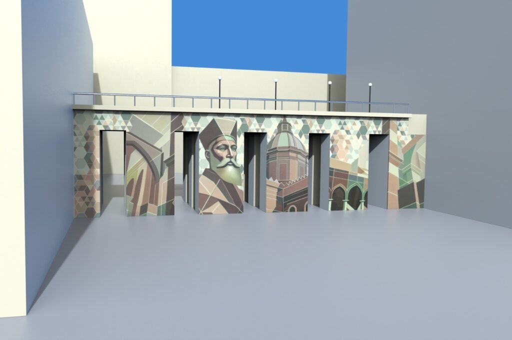 prima proposta del progetto di urban art per il piazzale Ungheria